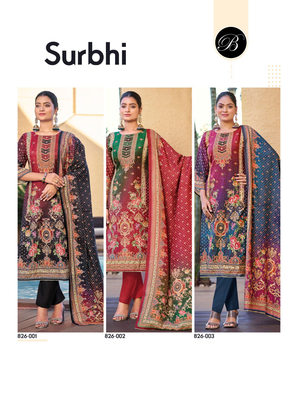 Surbhi By Belliza Viscose Muslin Printed Dress Material Suppliers In India